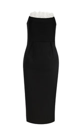 TRÄGERLOSES MIDIKLEID IN SCHWARZ